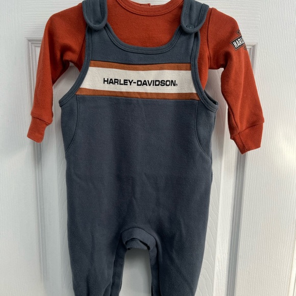 Harley-Davidson 2 Piece 6-9 M Baby Jumper Overalls HD Gray - Picture 1 of 14